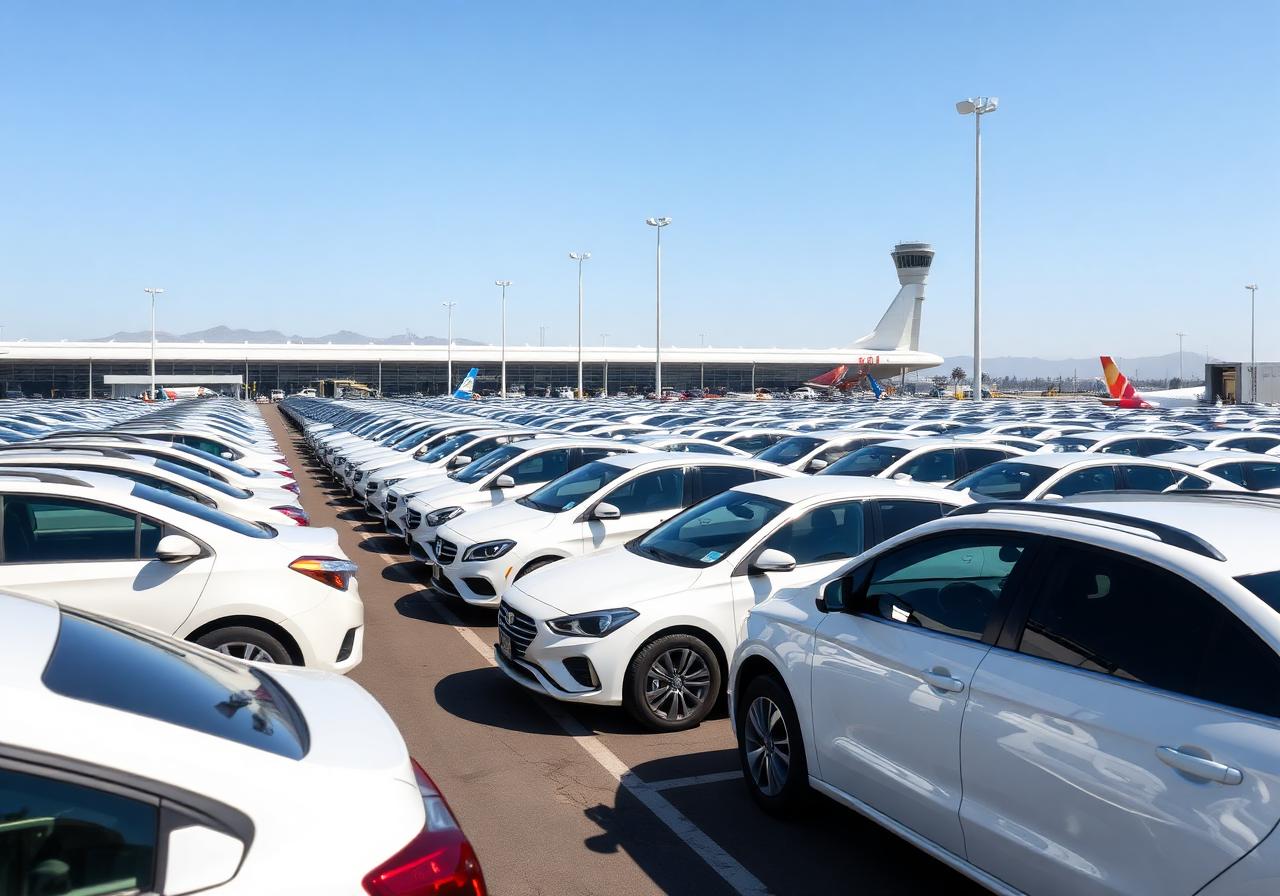 Rental car lot at a California airport